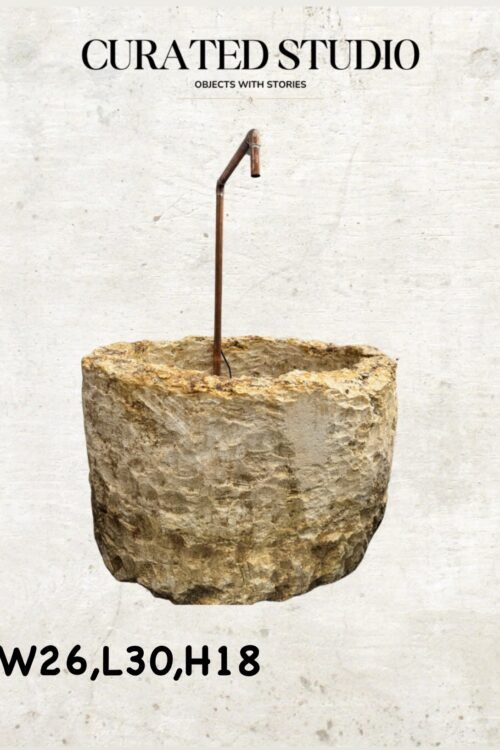 30” Vintage Limestone Trough with Water Fountain