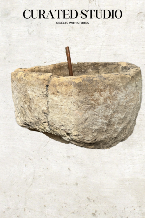 28” Vintage Limestone Trough with Water Feature