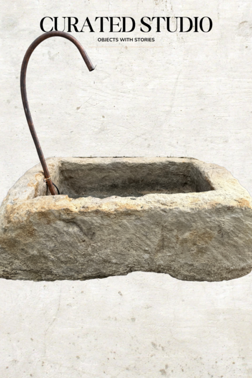 27” Vintage Limestone Trough with Water Feature