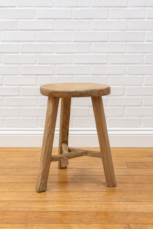 Vintage Round Elmwood Stool