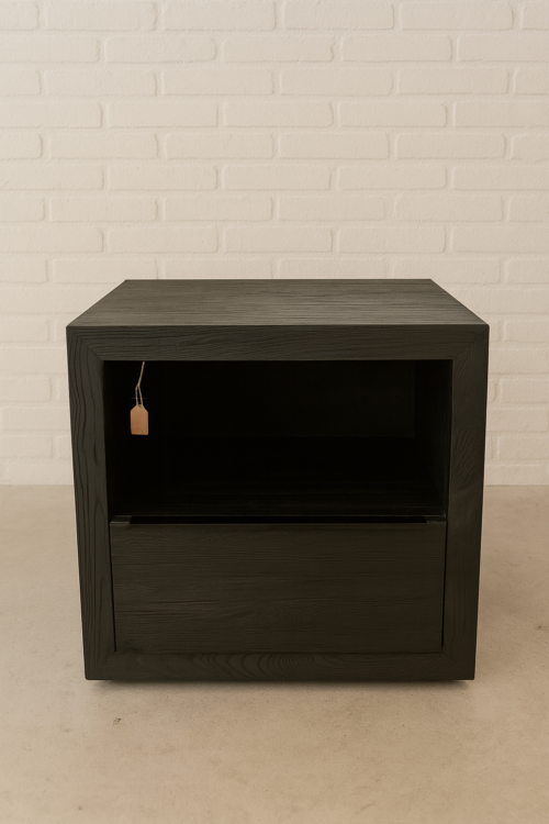 Modern Black Elmwood Nightstand
