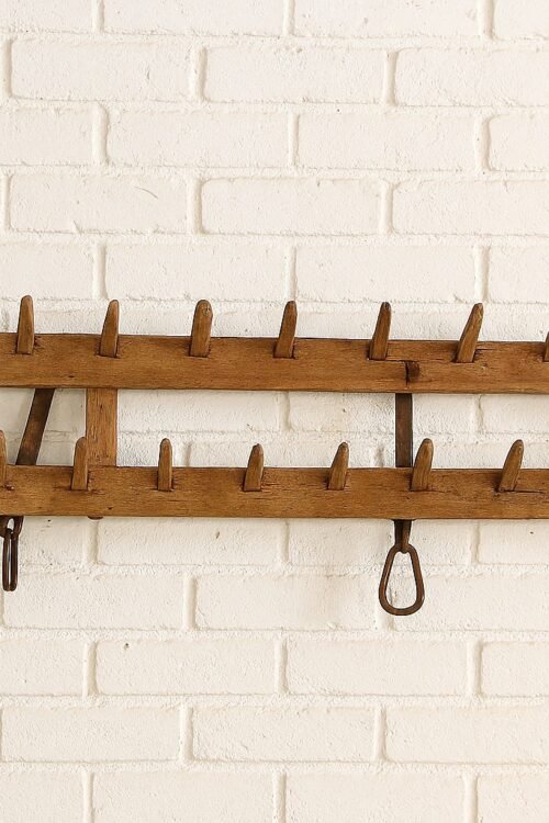Vintage Elmwood Wall Rack – Handmade, 70–72”L