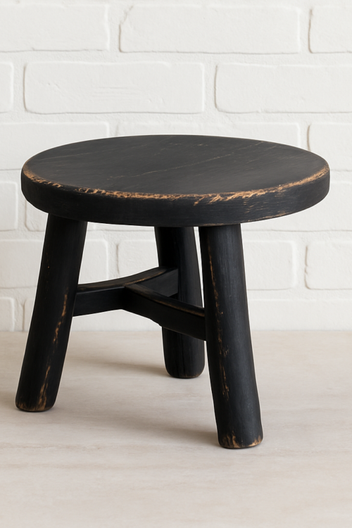 Antique Round Baby Elm Stool – Vintage, Handcrafted, One-of-a-Kind