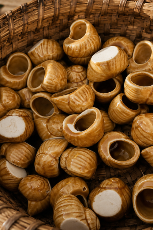 Vintage French Escargot Shell Pots