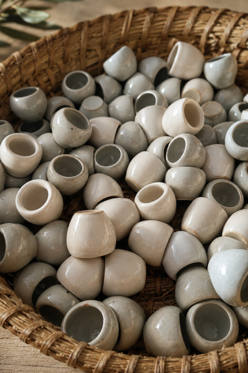 Vintage French Cream Glazed Escargot Pots