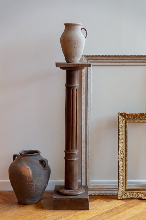 Antique French Fluted Wood Pedestal