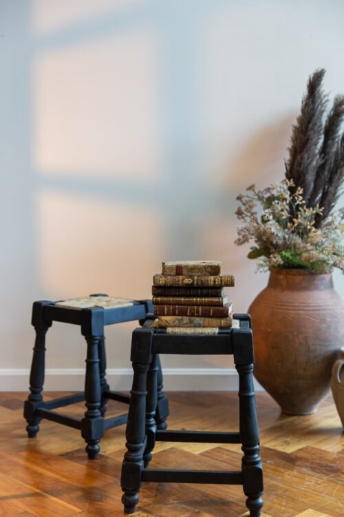 Vintage French Rush Seat Stool