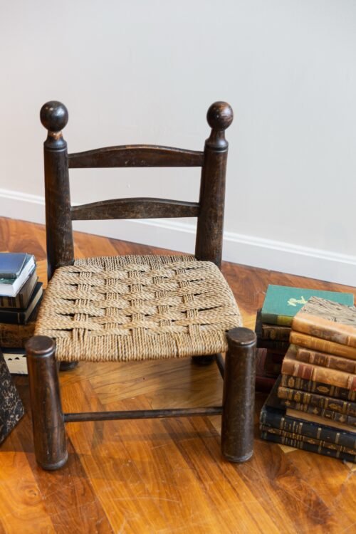 Small Antique French Rush Seat Chair