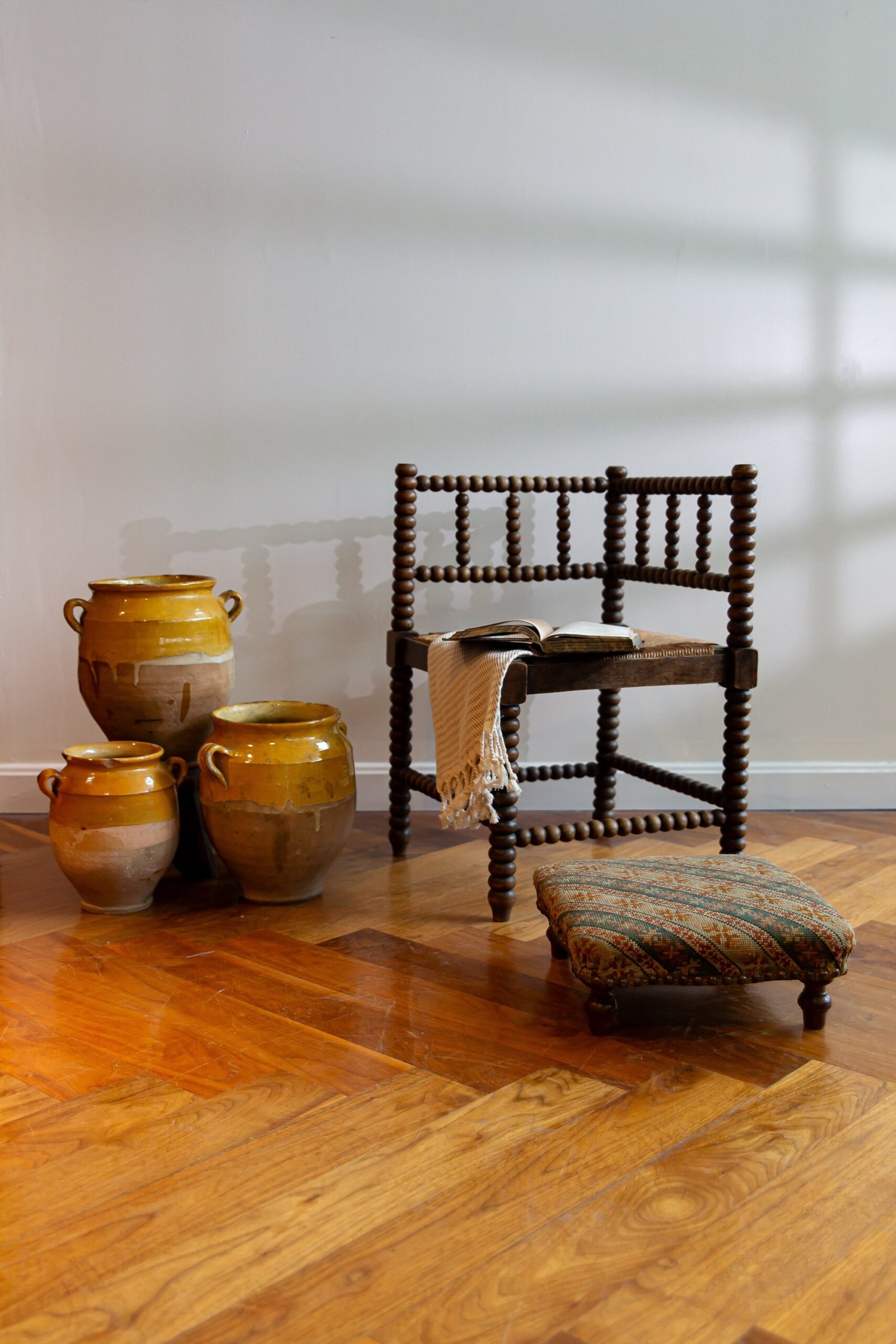 mg 6481 1 scaled Vintage French Upholstered Footstool Vintage French Upholstered Footstool - Image 3
