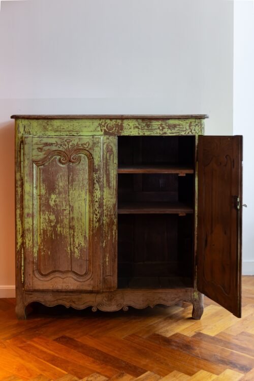 Antique French Painted Oak Cabinet