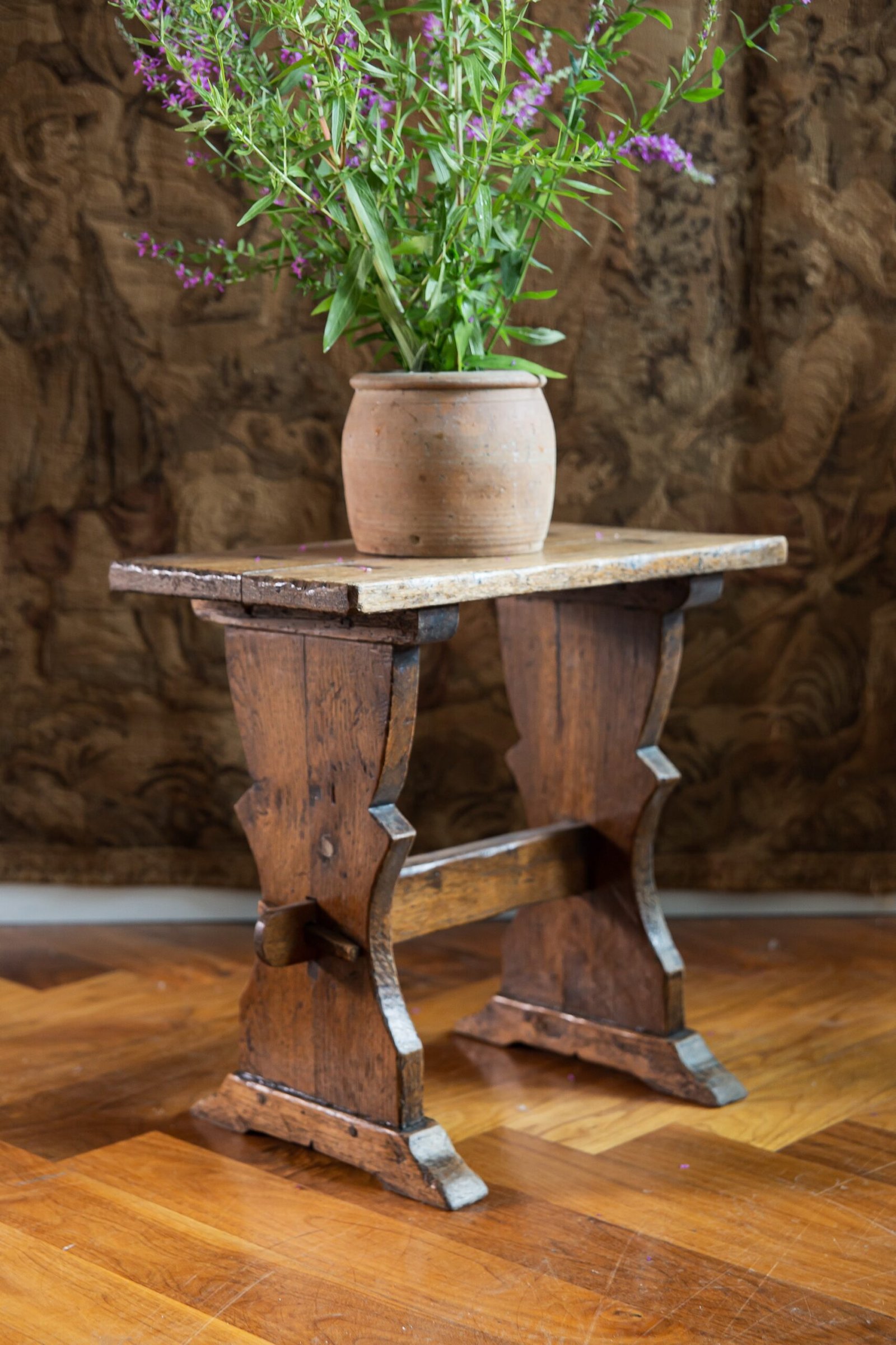 mg 6758 scaled Antique French Primitive Trestle Stool Antique French Primitive Trestle Stool - Image 3