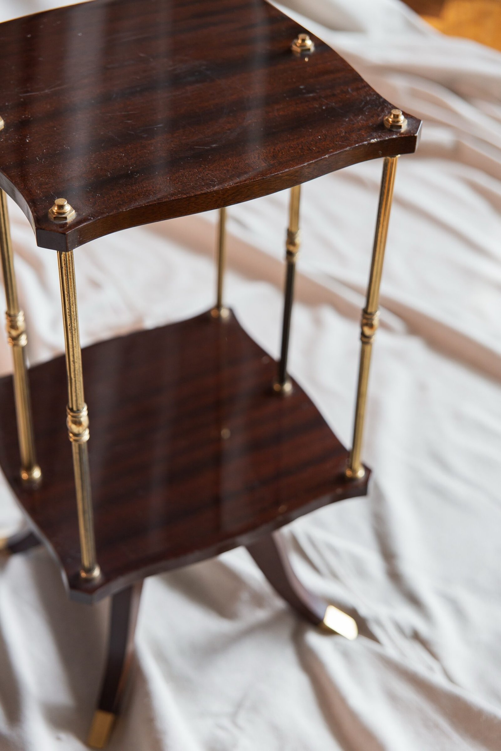 mg 6796 scaled French Art Deco Mahogany & Brass Swivel Drinks Table French Art Deco Mahogany & Brass Swivel Drinks Table - Image 3