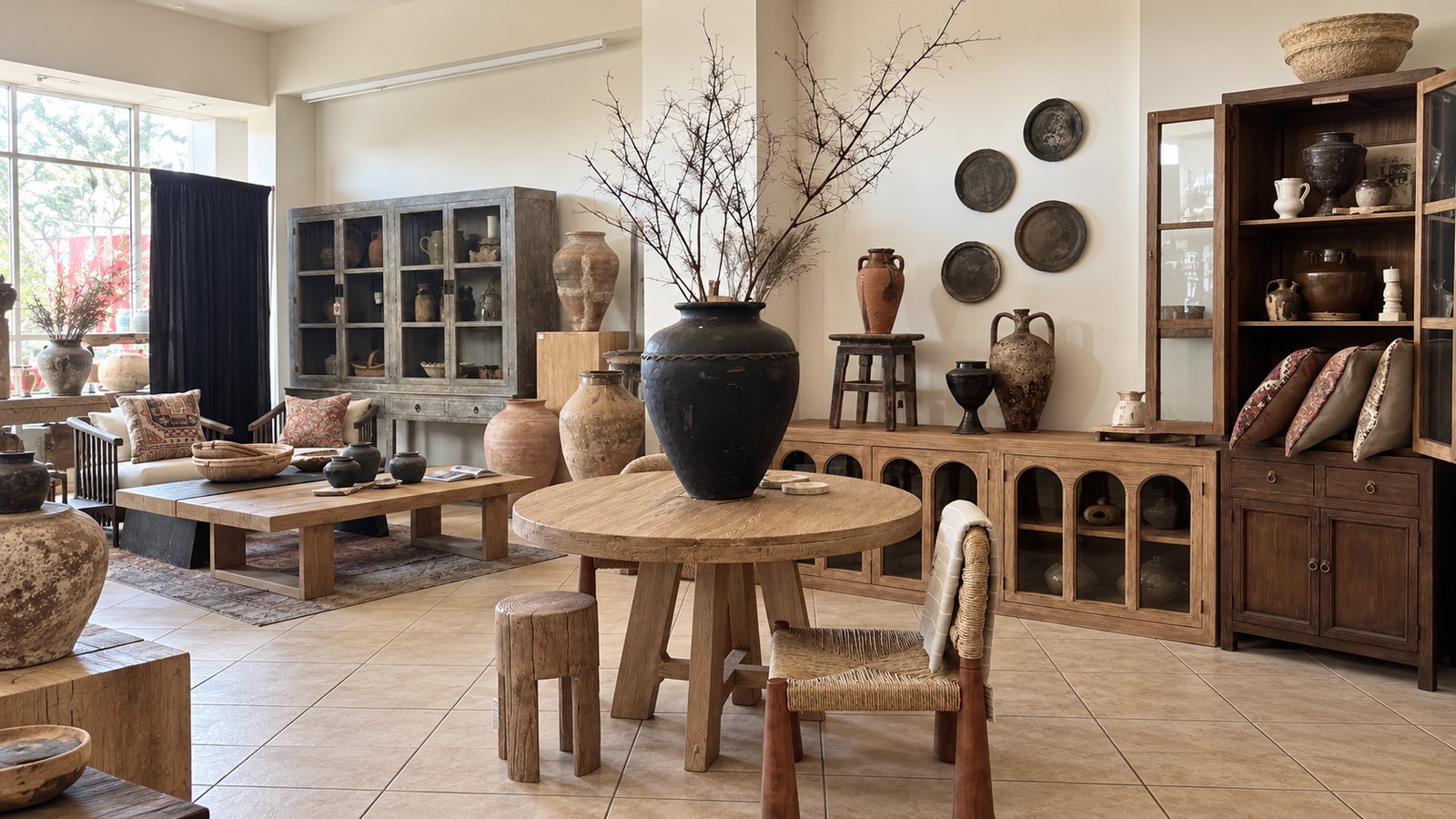 Rustic Showroom with Branch Filled Urn 3 Wholesale